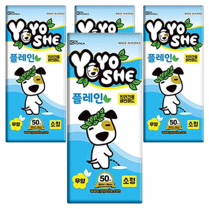 요요쉬 강아지 플레인 배변패드 무향, 50개입, 4개
