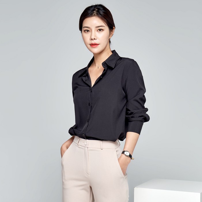 윈디윈디 여성용 링클프리 데일리 베이직 긴팔 셔츠 D08I7wl3064