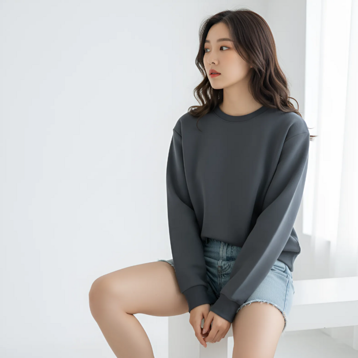 구디프 여성용 데일리 소프트 루즈핏 베이직 라운드넥 캐주얼 스웻셔츠