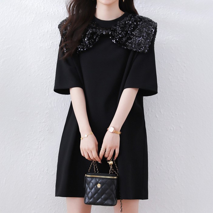 아뗄릭 스팽글 빅 리본 유니크 여름 원피스 10269 빅사이즈 포함