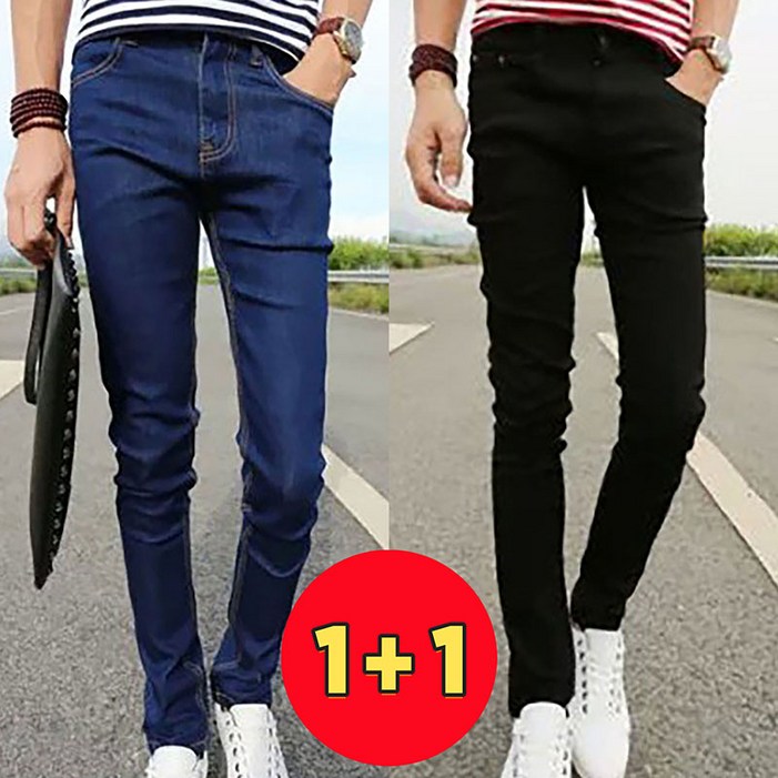 AOKADA 1+1 남성 스키니 가을 스판 청바지 겨울 데님 팬츠