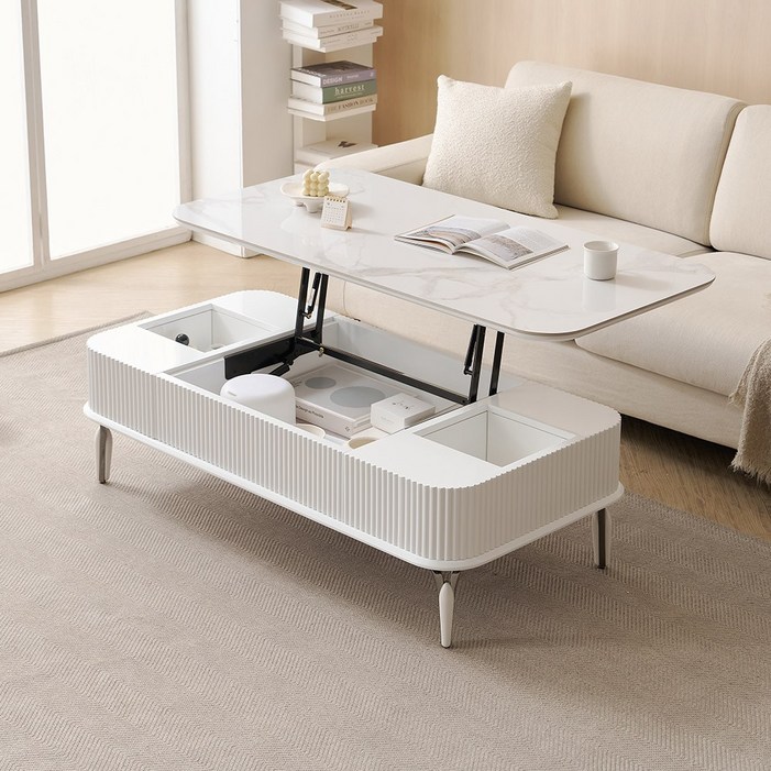 라로퍼니처 베니스 유광 1200 포세린 세라믹 리프트업 템바보드 거실 소파 테이블 협탁