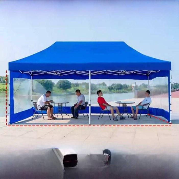 야외 겨울용 4각 스톨 레인 확장형 대형 우산 텐트 방풍 3면 투명 팝업 캐노피