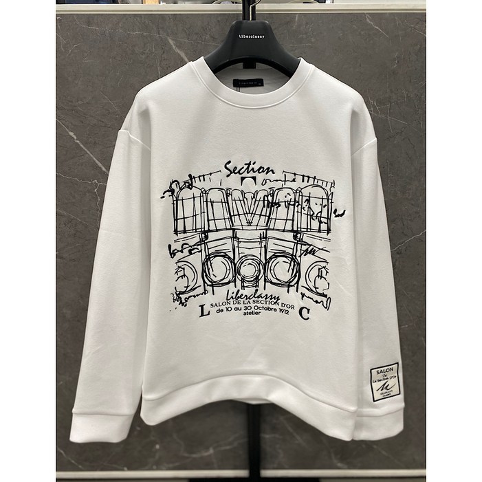 리버클래시 25F/W 아이보리 레터링 오버핏 맨투맨 티셔츠(LLF42605)_DG