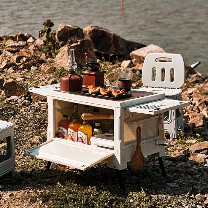 파페피 접이식 캠핑 정리함 다기능 대용량 수납박스, 1개, 1단, 화이트