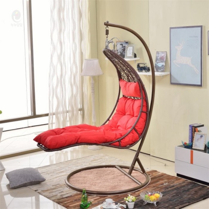 1인용 넝쿨 롱베드 행잉체어 브라운 감성인테리어