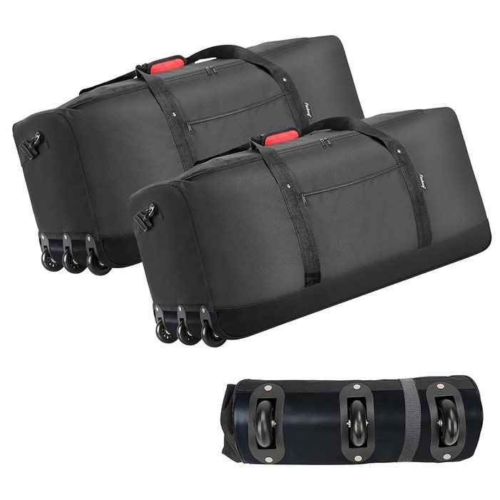 핀호미 120L 접이식 롤링 더플백, 바퀴 3개 포함, 적재 용량이 큰 경량 여행 캠핑 스포츠용 어깨끈 포함 32인치 더플백