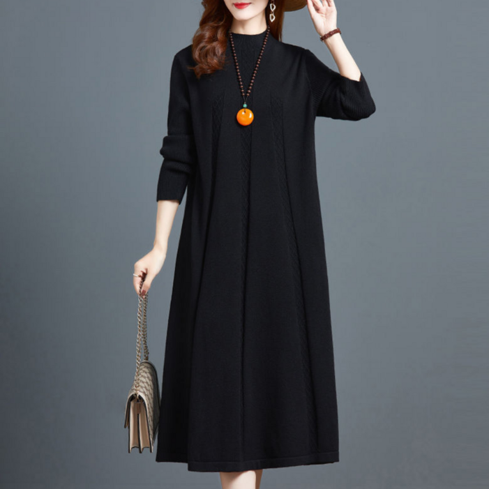 해요스 따뜻한 플레어 니트 원피스