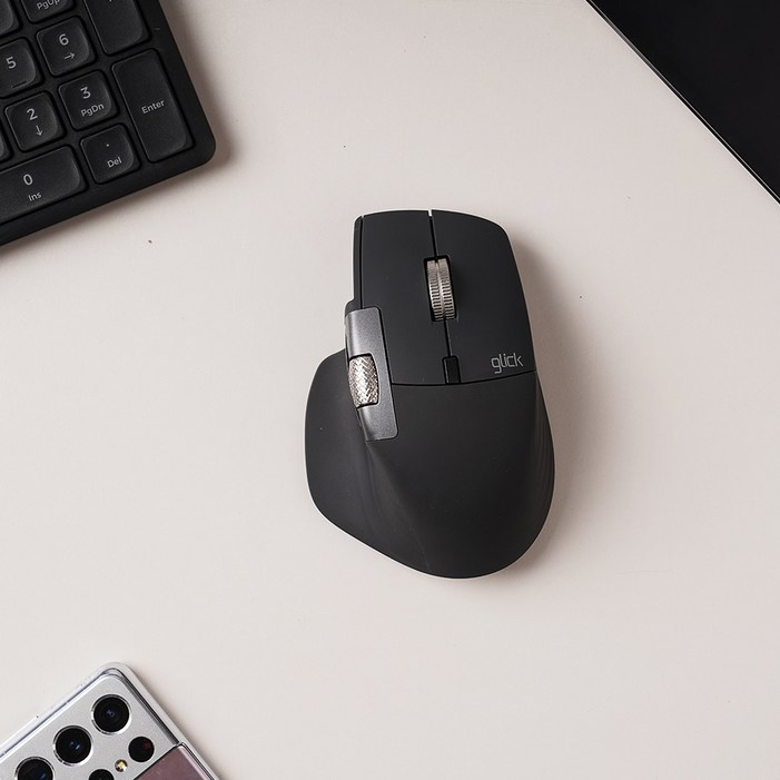 지클릭커 오피스프로 휠마스터 블루투스 무소음 세미 버티컬 무선 마우스 OP12 블랙