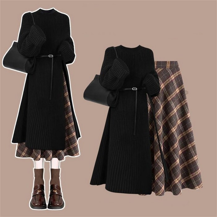 여성투피스  니트원피스  롱스커트  긴팔원피스  여성원피스  TZ241224639 75