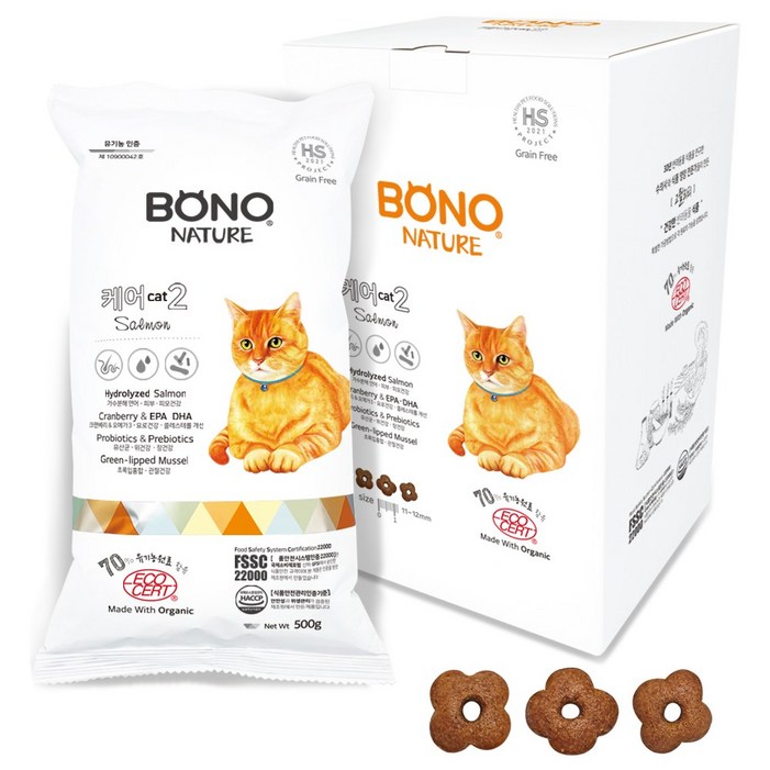 보노네이처 전연령 케어캣2 피부 앤 요로 고양이 사료 3p, 10kg, 1개, 연어
