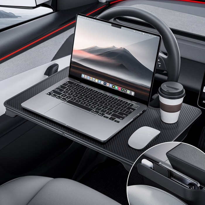 YZ 자동차 테이블 차량 틈새 마개 다기능 자량 핸들 식사용 사무용, 블랙, 1개