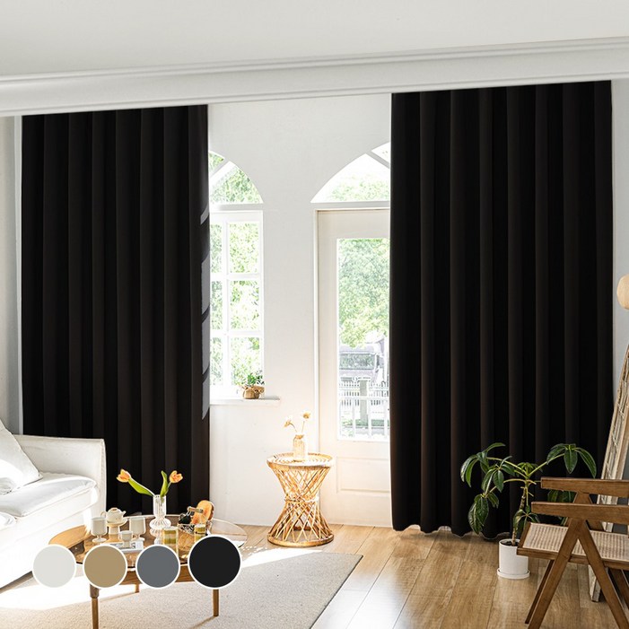 11 HOMEY NEST 빛차단 3중직 단열 방풍 암막커튼 거실 커텐 핀형 레일형