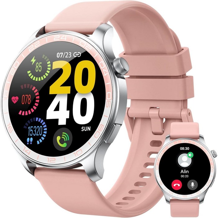 Donerton 통화가능 블루투스 스마트워치 T10 pro 1.43인치 AMOLED 대화면, GPS  블루투스, 37mm, 핑크색