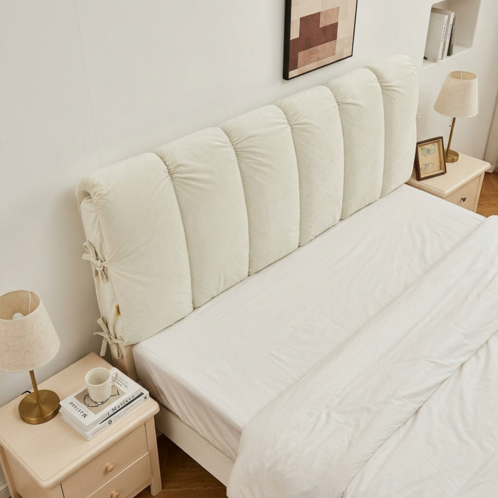 헤이우드 침대 헤드 쿠션 커버 등 벽 프레임 보드 범퍼 가드 패브릭 덮개, 1개, 연베이지