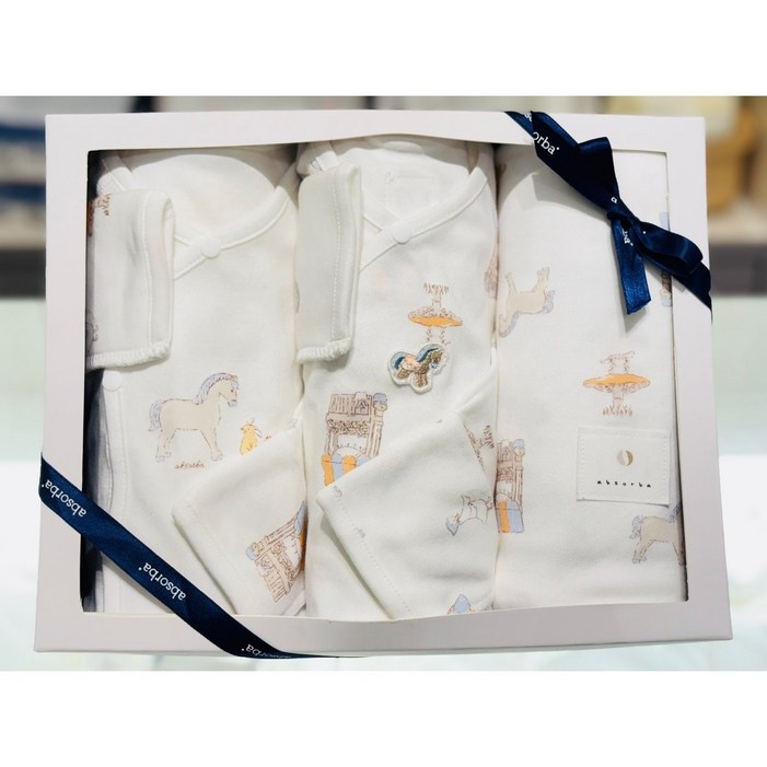 백화점 정품 압소바 신생아 순면 사계절 배냇 슈트 슈트저고리속싸개 3종세트 임신 출산선물