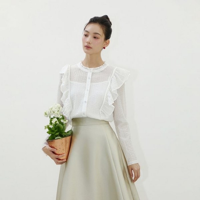 여성 블라우스 잇미샤 [25 S/S] 나시탑 셋트 러플 ITP3ZBL750 캐주얼, 오피스룩