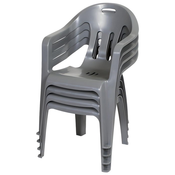 지오리빙 팔걸이 플라스틱의자 4개, 그레이, 4개