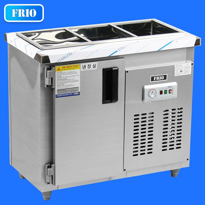 FRIO 프리오 업소용냉장고 반찬 작업대 테이블 김밥 토핑 셀프냉장고 올냉장 메탈재질 아나로그 컨트롤러, 42 김밥냉장고 6구 1200