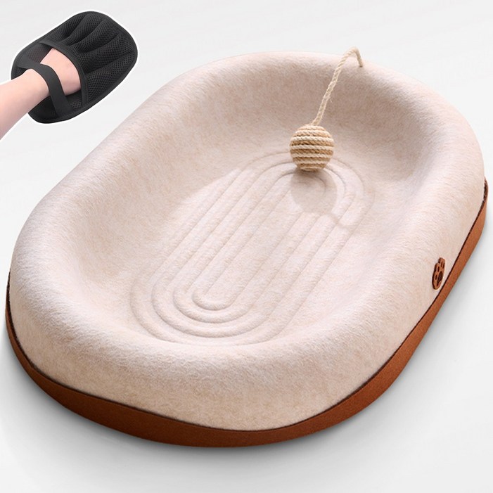 엠티링크 2IN1 고양이 쇼파 침대 양면사용 스크래쳐 대형 방석 소파 사계절용 강아지 펫, 1개, 아이보리