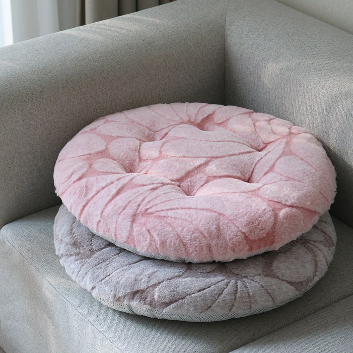 데코벨 플란넬 모피 플라워 원형 방석 ML