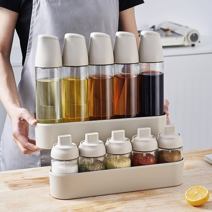피라모니 오일병 조미료통 선반 양념통 12종 세트, 오일병5P양념통5P거치대2P, 1세트