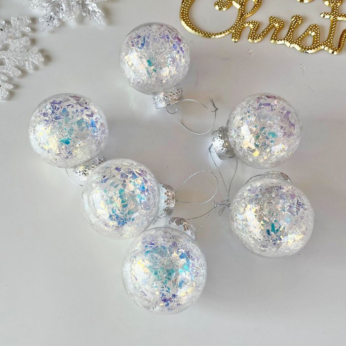 하이오브제 오로라 오너먼트 크리스마스 트리 장식볼, 홀로그램, 6개