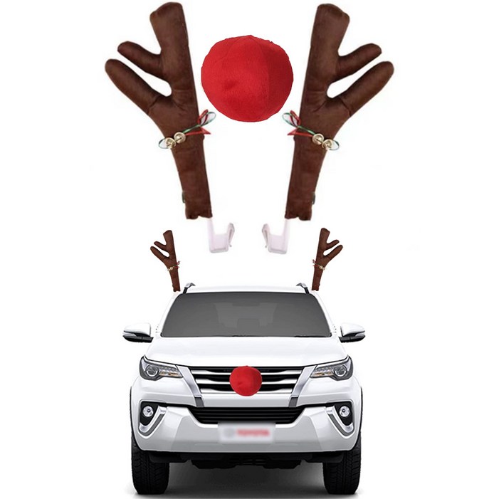 루이스 크리스마스 장식 자동차용 루돌카 사슴뿔 데코 세트