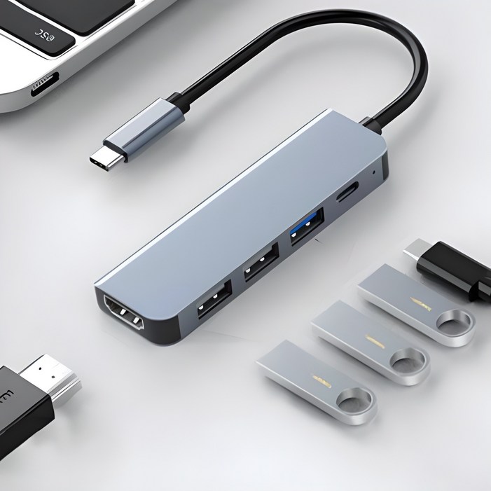 디지털케미 5포트 C타입 맥북 삼성 덱스 미러링 멀티포트 USB 허브 DCHH301
