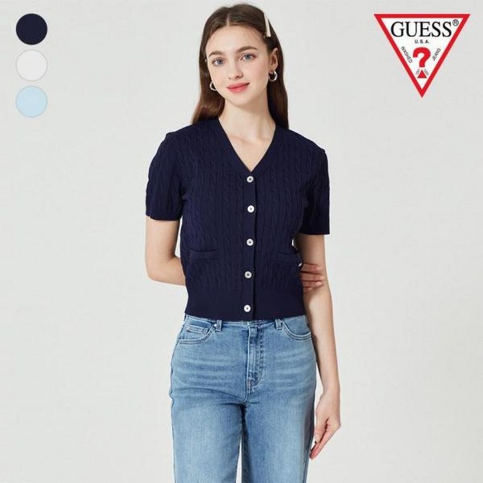 게스 여성 반팔 케이블 스웨터 가디건K OO2S2672 889233