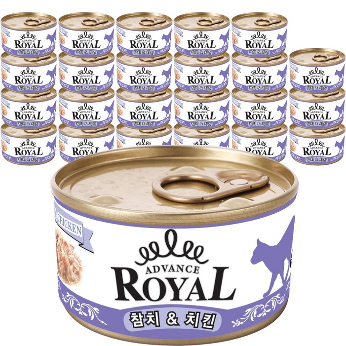 로얄 어드밴스 캔 1box X 24개입 고양이 캔 간식 통조림, 85g, 어드밴스로얄 참치치킨, 24개