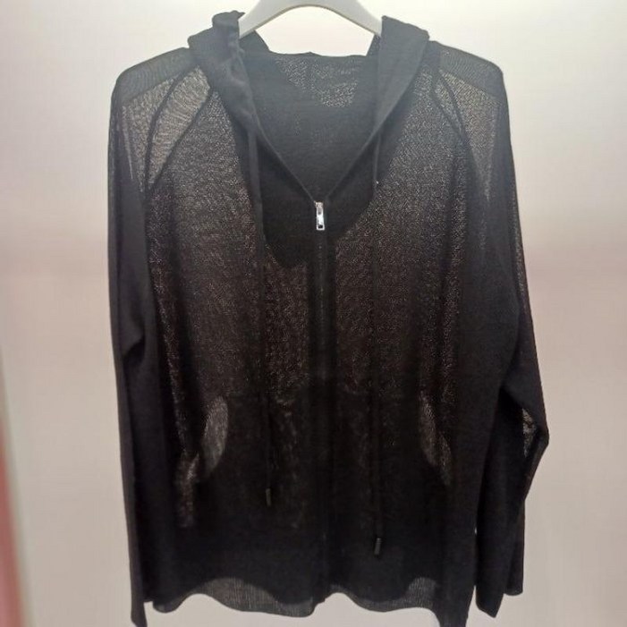 라티움 Destijl HC06 얇고 찰랑찰랑한 주머니 집업 긴팔 후드 벌집 니트가디건 D2621cd04B