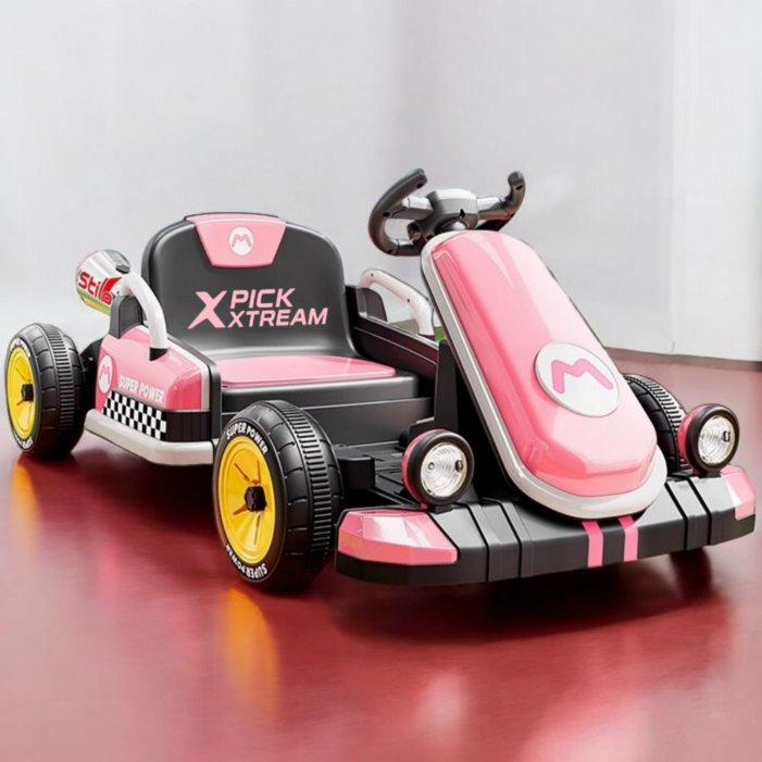 픽스트림PICKXTREAM 리모컨 씽씽 고카트 1인용 전동차 리모콘 소형 카트 전동 루지 드리프트 성인 접이식카트 경주 야외용 공원 레이싱카, 핑크, 1개