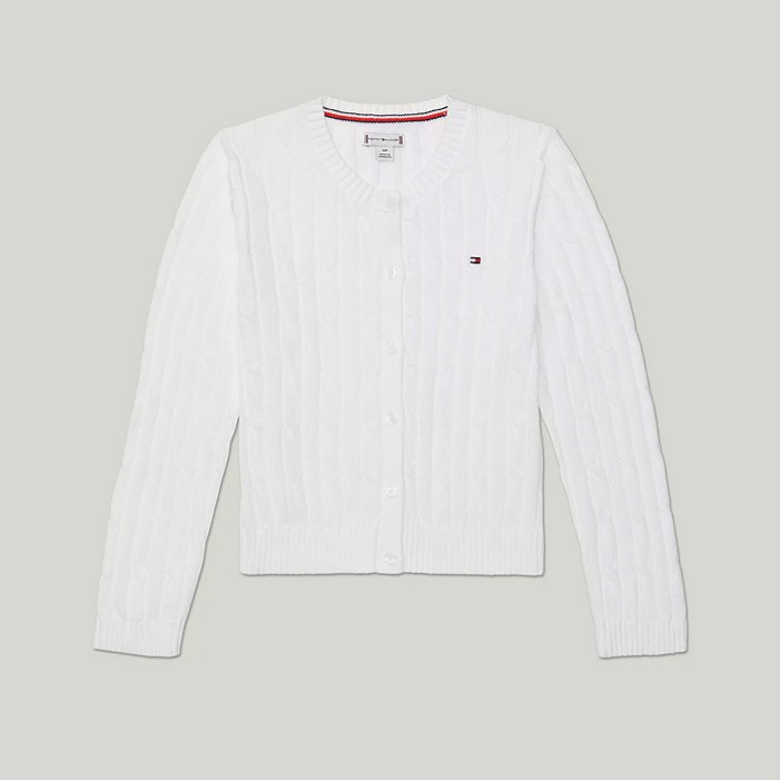 타미힐피거 걸즈 케이블 버튼 가디건 White 타미힐피거 걸즈 케이블 버튼 가디건 White