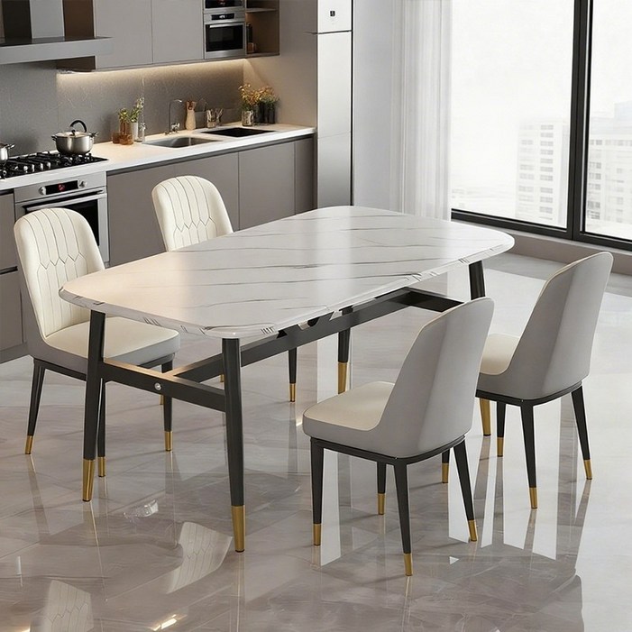 북유럽풍 4인용 식탁 대리석 패턴 테이블 W1004