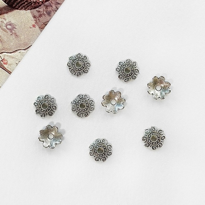 1세트 실버 합금 비즈캡 꽃받침 비즈공예 6종