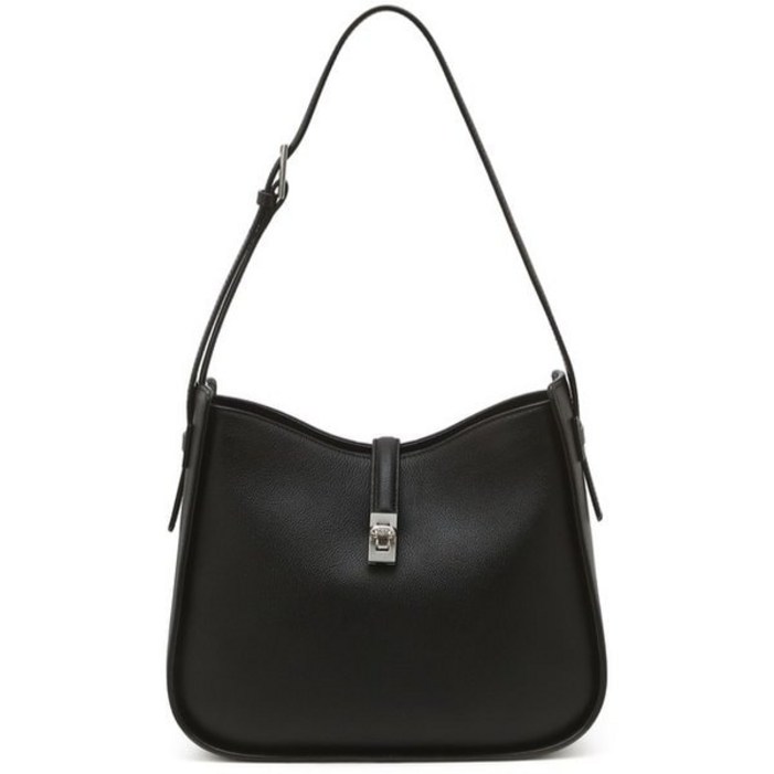 헤지스 아카이브H H LOCK 블랙 레더 버킷숄더백 HIBA6E185BK