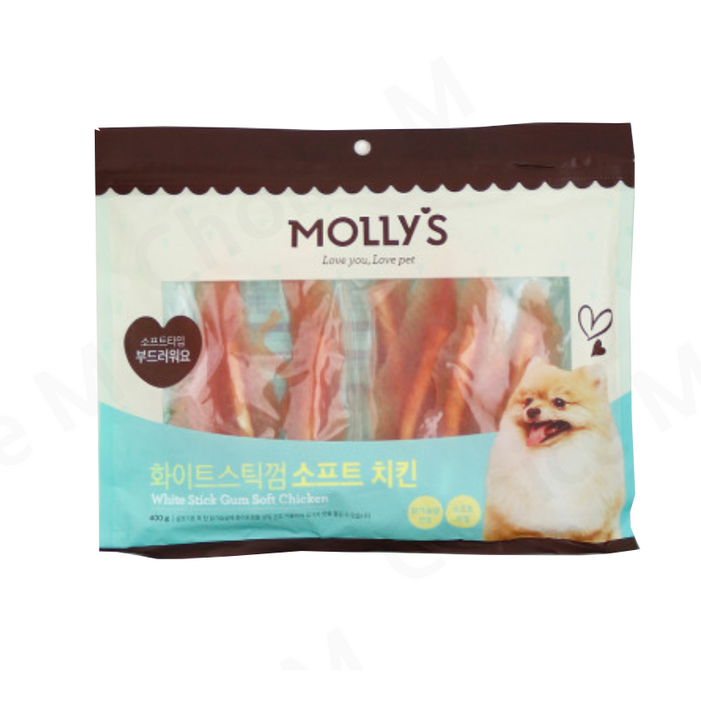 몰리스 화이트 스틱껌 소프트 치킨 400g 부드러운 애견 펫 간식 반려견 치아관리