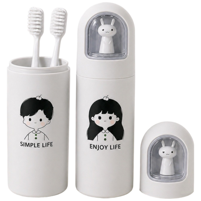 휴대용 여행용 캠핑용 캐릭터 칫솔통 칫솔보관함 커플 칫솔케이스 2개
