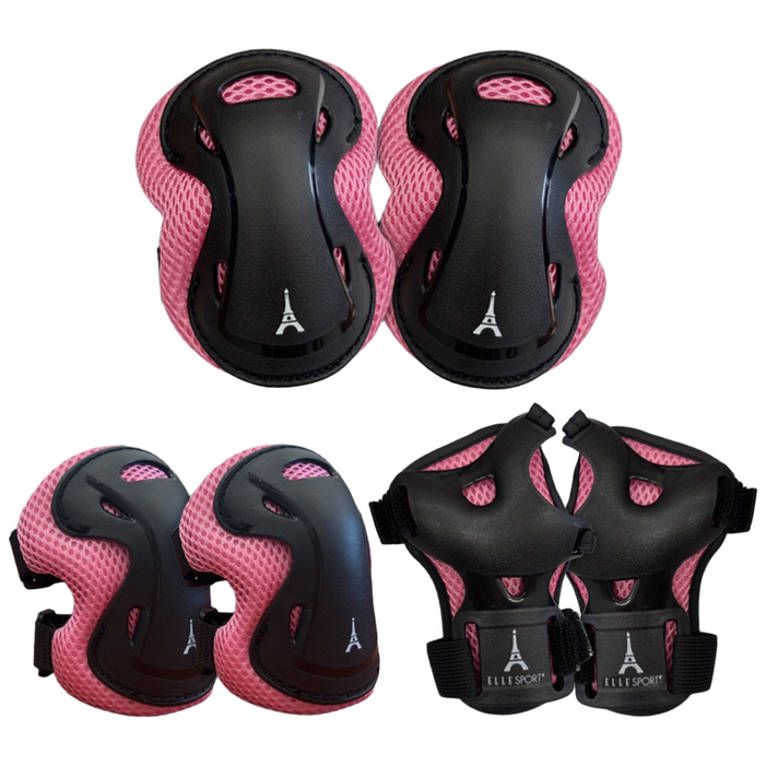엘르스포츠 보호대 세이프플랙스 인라인 킥보드 보호대장비 3종세트 아동 성인, 세이프플랙스S13세미만핑크