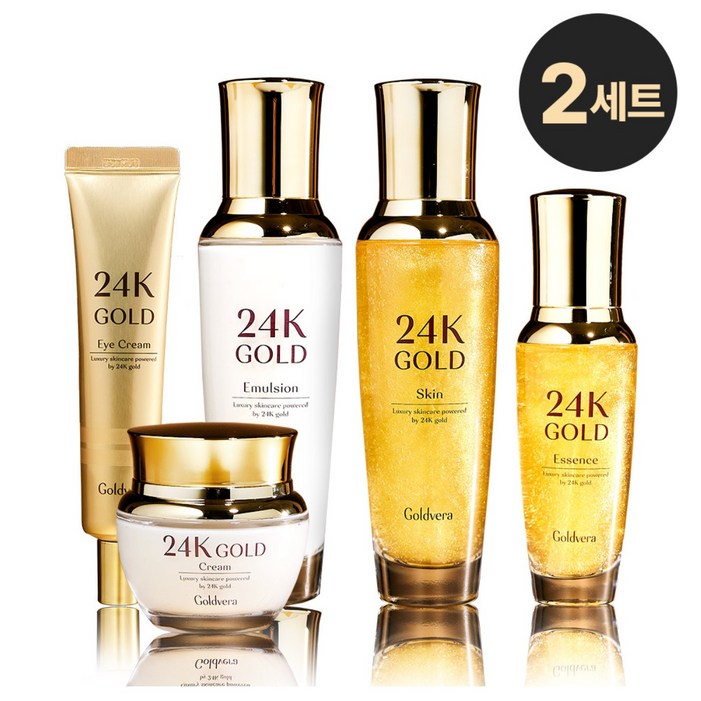 골드베라 24K골드 스킨케어 화장품 5종세트 기초화장품 주름미백 탄력보습, 2세트