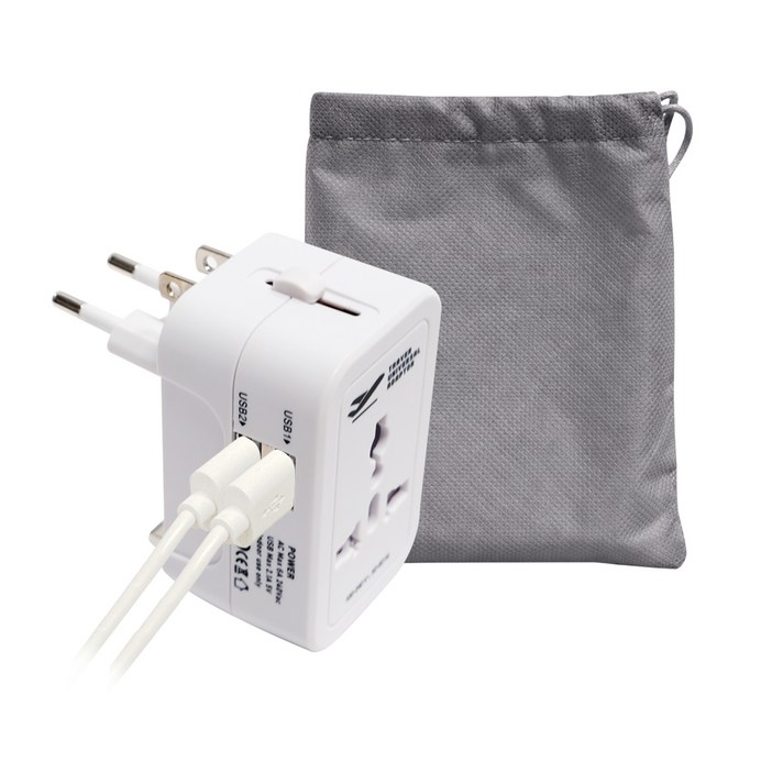 홈플래닛 해외 여행용 멀티 어댑터 USB 2포트  파우치 세트