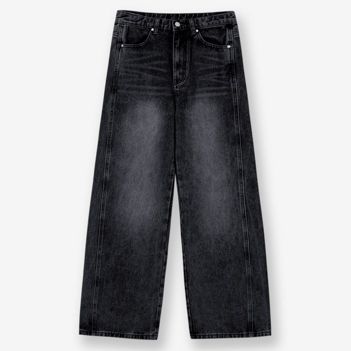 제이에이치스타일 남성용 프론트 라인 워싱 와이드 데님팬츠 DPROK613