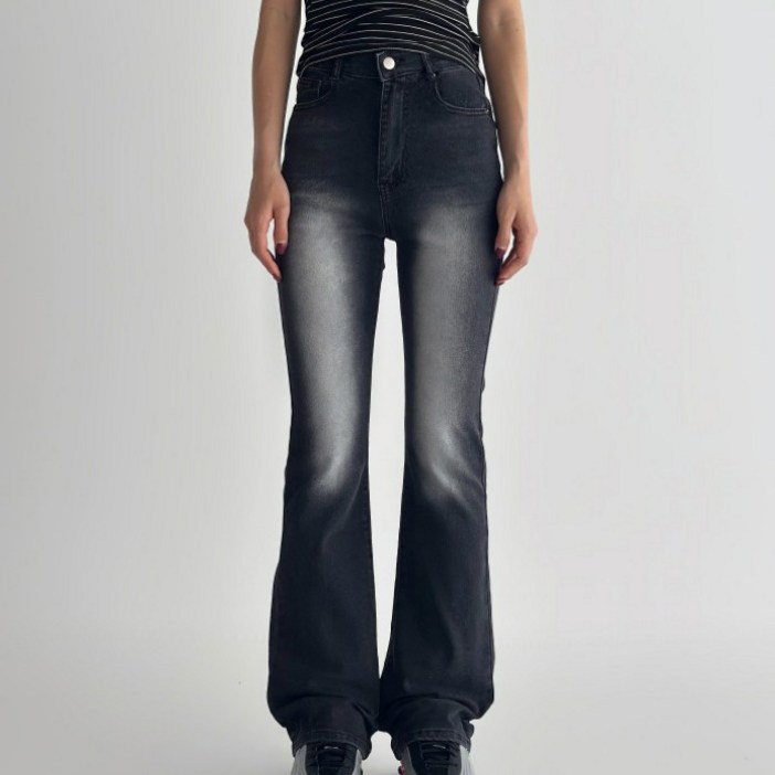 라라온 여성용 롱기본숏 기장 부츠컷 히든밴딩 데님 팬츠 26TSP3626