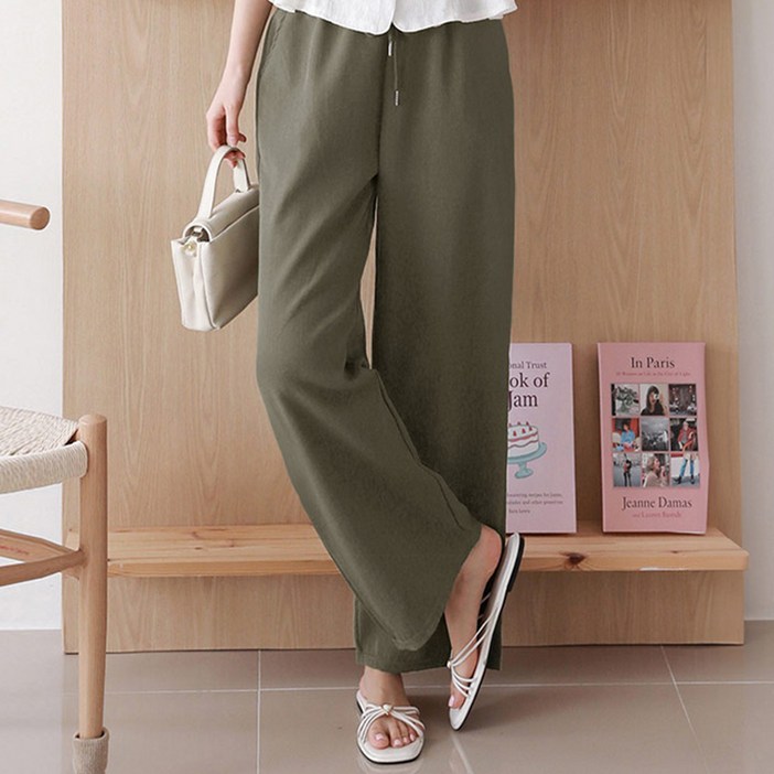 앤드스타일 여성용 시원한 여름인견 밴딩 와이드 팬츠 264464