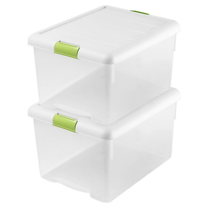 수납이야기 점보 리빙박스, 화이트그린, 2개