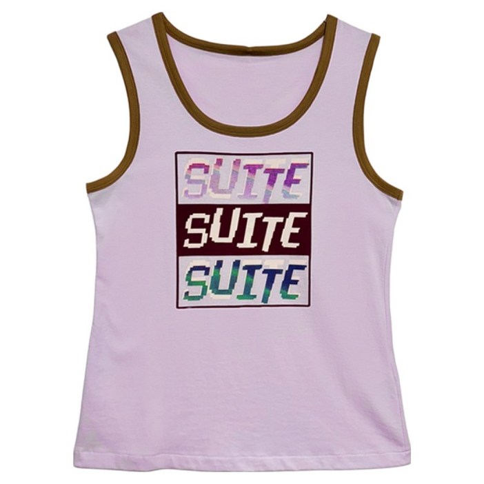 주크 여성용 배색 포인트 민소매 티셔츠