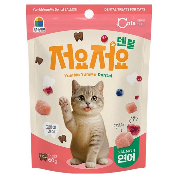 캐츠랑 고양이 저요저요 덴탈 간식, 1개, 60g, 연어