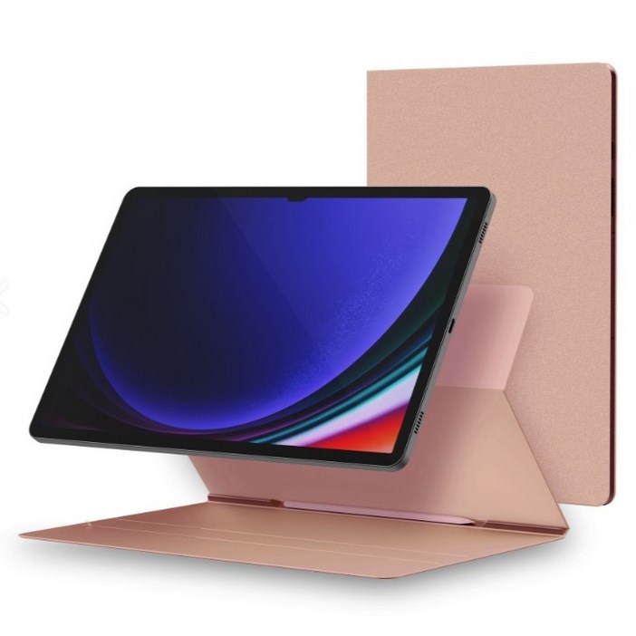 지에스비케이스 갤럭시탭 마그네틱 자석 북커버 슬림 케이스, 로즈골드, 1개