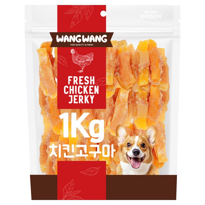 왕왕 강아지 프리미엄 치킨고구마 간식 대용량, 1kg, 1개, 닭고기맛